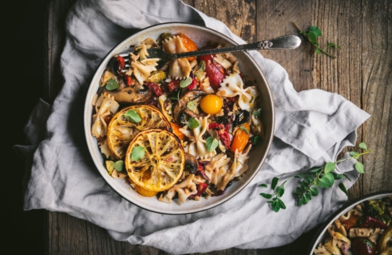 Mediterranean Pasta with Herbed Lemon Olive Oil